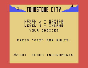 Tombstone City: 21st Century screenshot 2 for TI-99